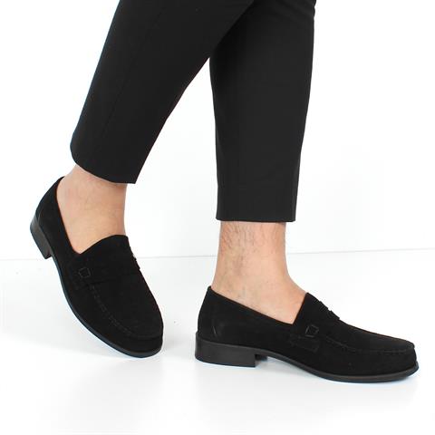 Erkek Siyah Süet Deri Loafer