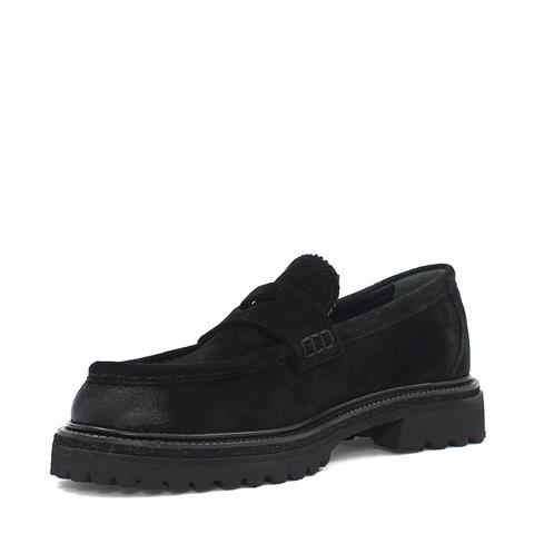 Erkek Siyah Kalın Tabanlı Süet Deri Loafer