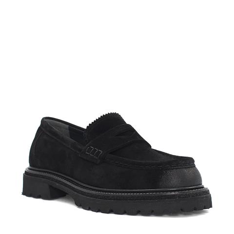 Erkek Siyah Kalın Tabanlı Süet Deri Loafer