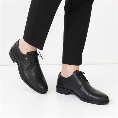 Erkek Siyah Bağcıklı Deri Klasik Ayakkabı