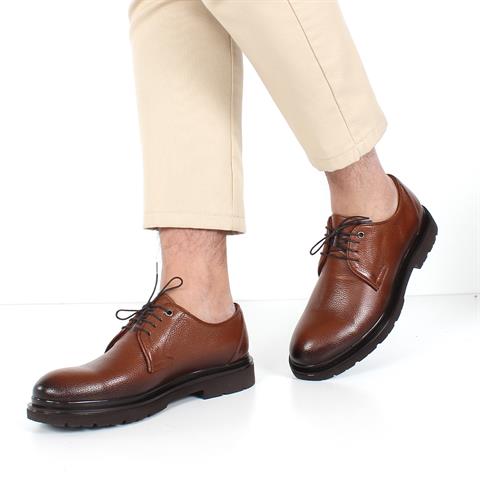 Erkek Taba Bağcıklı Deri Günlük Ayakkabı