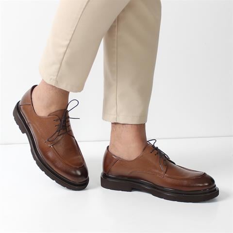 Erkek Taba Bağcıklı Deri Günlük Ayakkabı