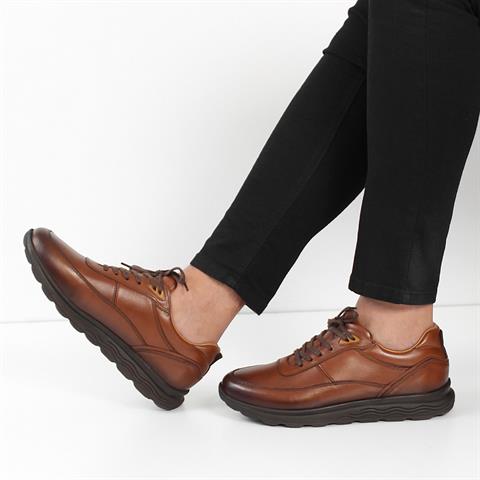 Erkek Taba Bağcıklı Deri Günlük Ayakkabı