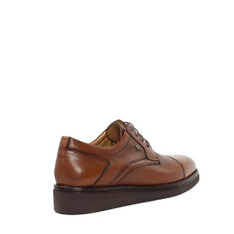 Erkek Taba Bağcıklı Kalın Tabanlı Deri Günlük Ayakkabı