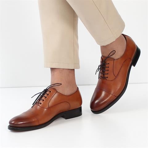 Erkek Taba Bağcıklı Deri Klasik Ayakkabı