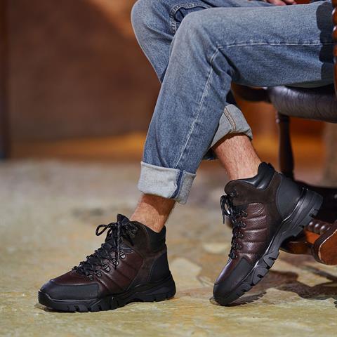 Erkek Taba Bağcıklı Deri Bot