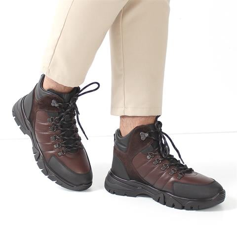 Erkek Taba Bağcıklı Deri Bot