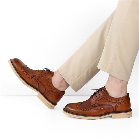 Erkek Taba Bağcıklı Deri Günlük Ayakkabı