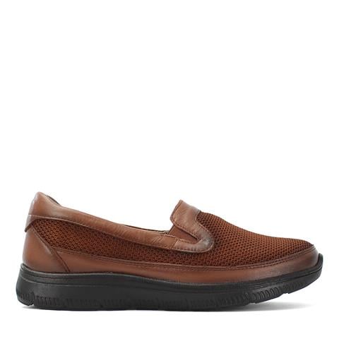 Kadın Taba Kalın Tabanlı Kumaş Deri Ayakkabı