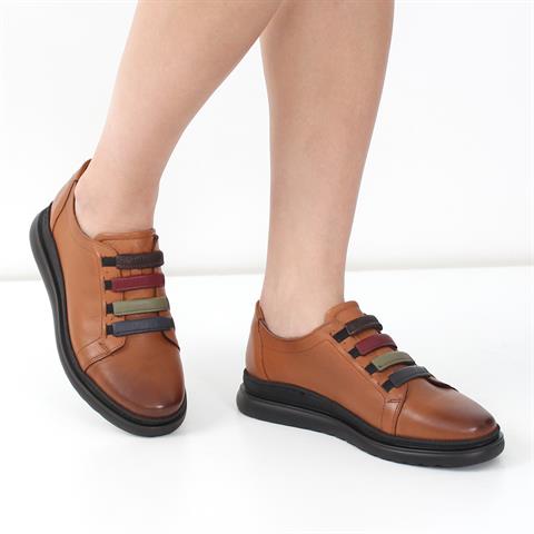 Kadın Taba Lastikli Kalın Tabanlı Deri Ayakkabı