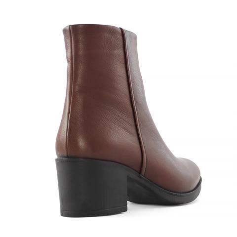 Kadın Taba Fermuarlı Kalın Topuklu Deri Bot