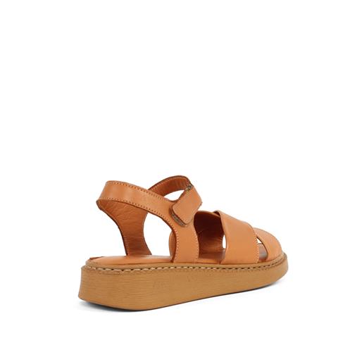 Kadın Taba Bilekten Cırt Cırtlı Deri Sandalet