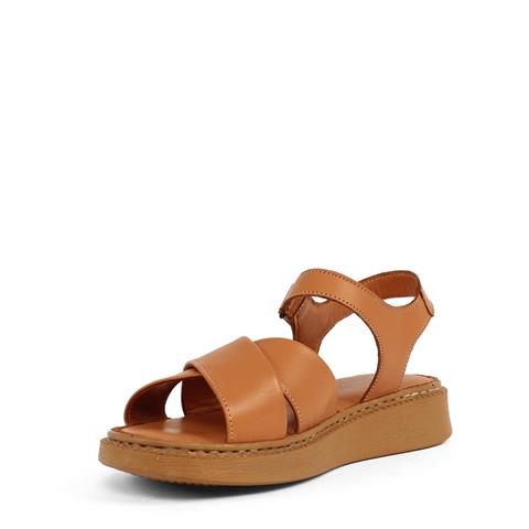 Kadın Taba Bilekten Cırt Cırtlı Deri Sandalet