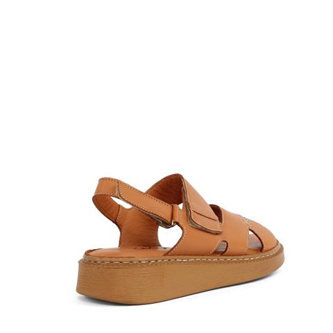 Kadın Taba Bilekten Cırt Cırtlı Deri Sandalet