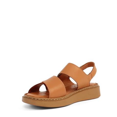 Kadın Taba Bilekten Cırt Cırtlı Deri Sandalet