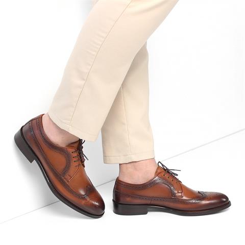 Erkek Taba Bağcıklı Deri Klasik Ayakkabı
