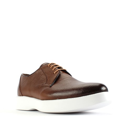 Erkek Taba Bağcıklı Kalın Tabanlı Deri Günlük Ayakkabı