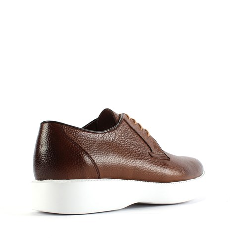 Erkek Taba Bağcıklı Kalın Tabanlı Deri Günlük Ayakkabı