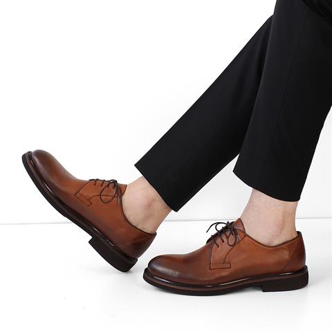 Erkek Taba Bağcıklı Deri Klasik Ayakkabı