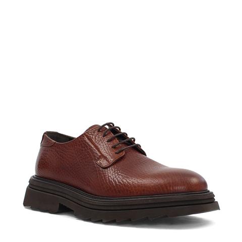 Erkek Taba Bağcıklı Kalın Tabanlı Deri Günlük Ayakkabı