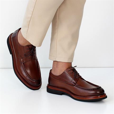Erkek Taba Bağcıklı Deri Günlük Ayakkabı