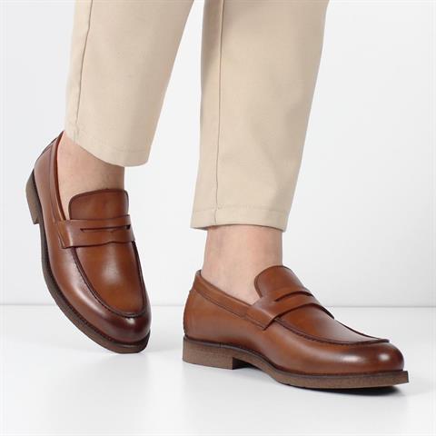 Erkek Taba Deri Loafer