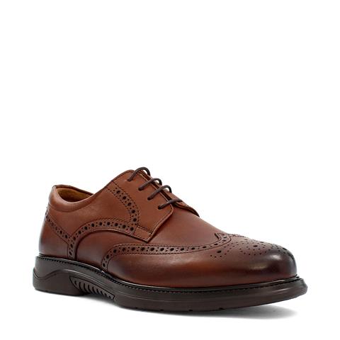 Erkek Taba Bağcıklı Deri Günlük Ayakkabı