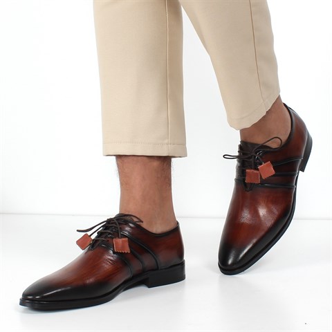 Erkek Taba Bağcıklı Deri Klasik Ayakkabı