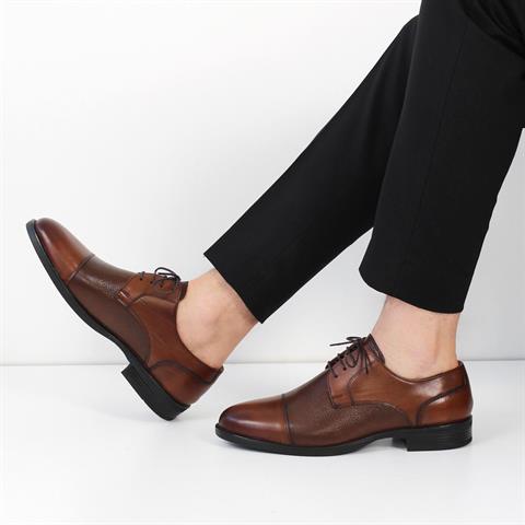 Erkek Taba Bağcıklı Deri Klasik Ayakkabı