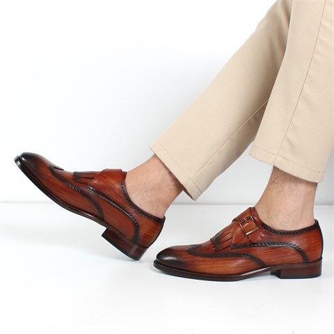 Erkek Taba Tokalı Deri Klasik Ayakkabı