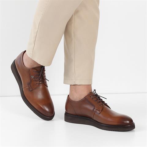 Erkek Taba Bağcıklı Deri Klasik Ayakkabı