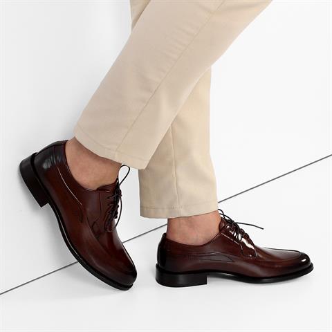 Erkek Taba Bağcıklı Deri Klasik Ayakkabı