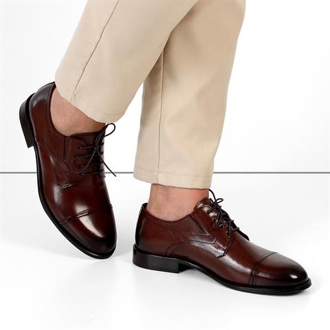 Erkek Taba Bağcıklı Deri Klasik Ayakkabı