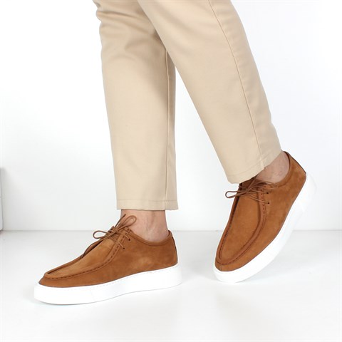 Erkek Taba Bağcıklı Nubuk Deri Günlük Ayakkabı