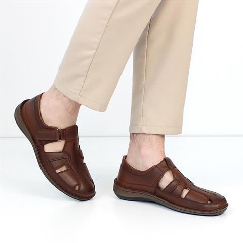 Erkek Taba Deri Sandalet