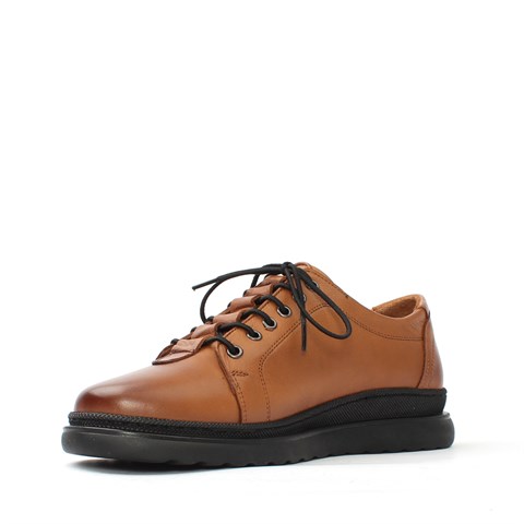 Kadın Taba Bağcıklı Kalın Tabanlı Deri Ayakkabı