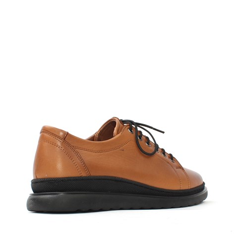 Kadın Taba Bağcıklı Kalın Tabanlı Deri Ayakkabı