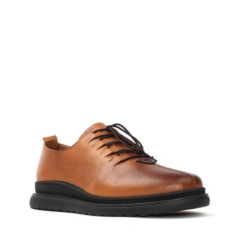 Kadın Taba Bağcıklı Kalın Tabanlı Deri Ayakkabı