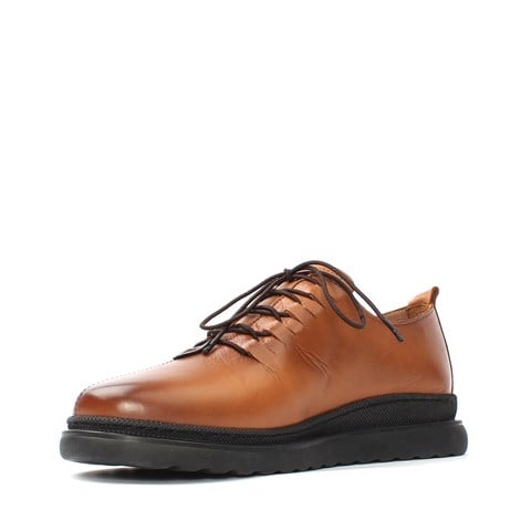 Kadın Taba Bağcıklı Kalın Tabanlı Deri Ayakkabı