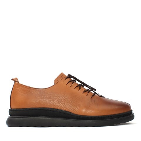 Kadın Taba Bağcıklı Kalın Tabanlı Deri Ayakkabı