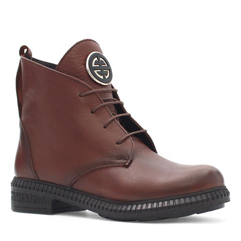 Kadın Taba Fermuarlı Tokalı Deri Bot