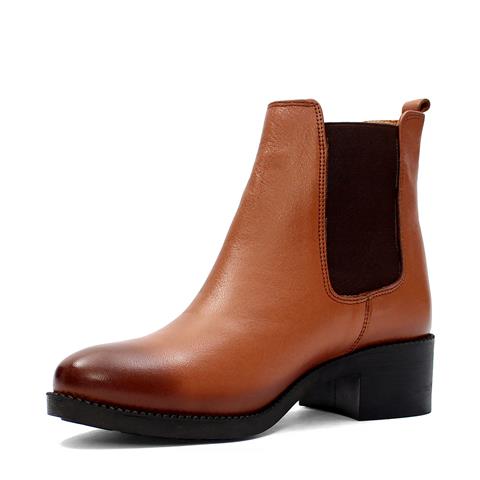 Kadın Taba Kalın Tabanlı Deri Chelsea Bot