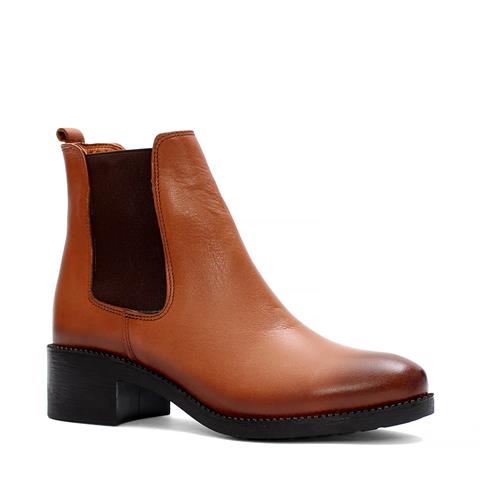 Kadın Taba Kalın Tabanlı Deri Chelsea Bot