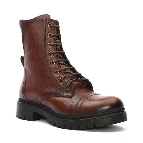 Kadın Taba Fermuarlı Deri Postal Bot