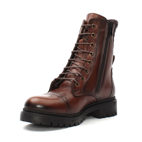 Kadın Taba Fermuarlı Deri Postal Bot