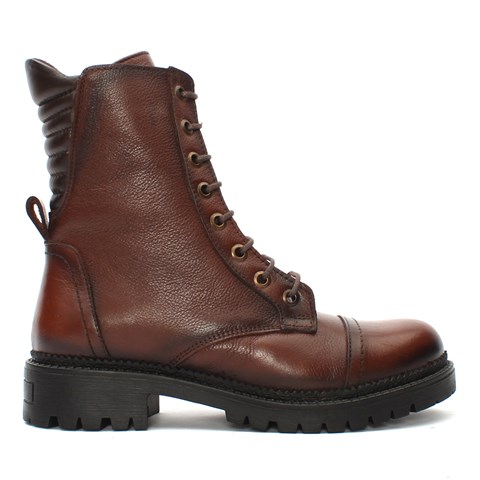 Kadın Taba Fermuarlı Deri Postal Bot