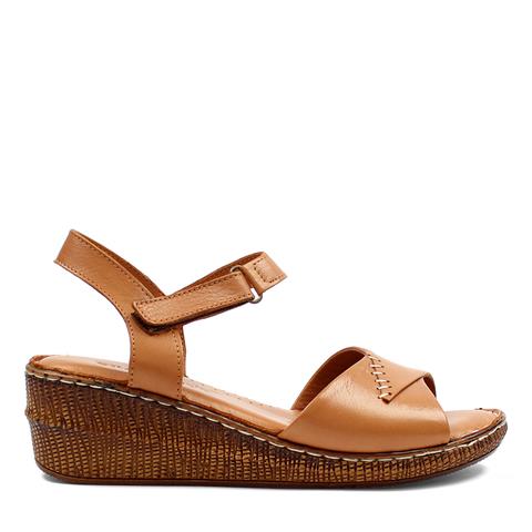 Kadın Taba Dikiş Detaylı Deri Sandalet