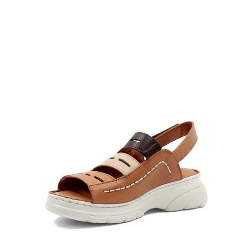 Kadın Taba Bilekten Cırt Cırtlı Deri Sandalet