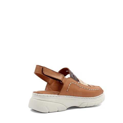 Kadın Taba Bilekten Cırt Cırtlı Deri Sandalet