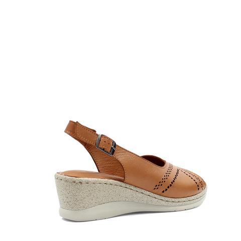 Kadın Taba Bilekten Bantlı Deri Sandalet